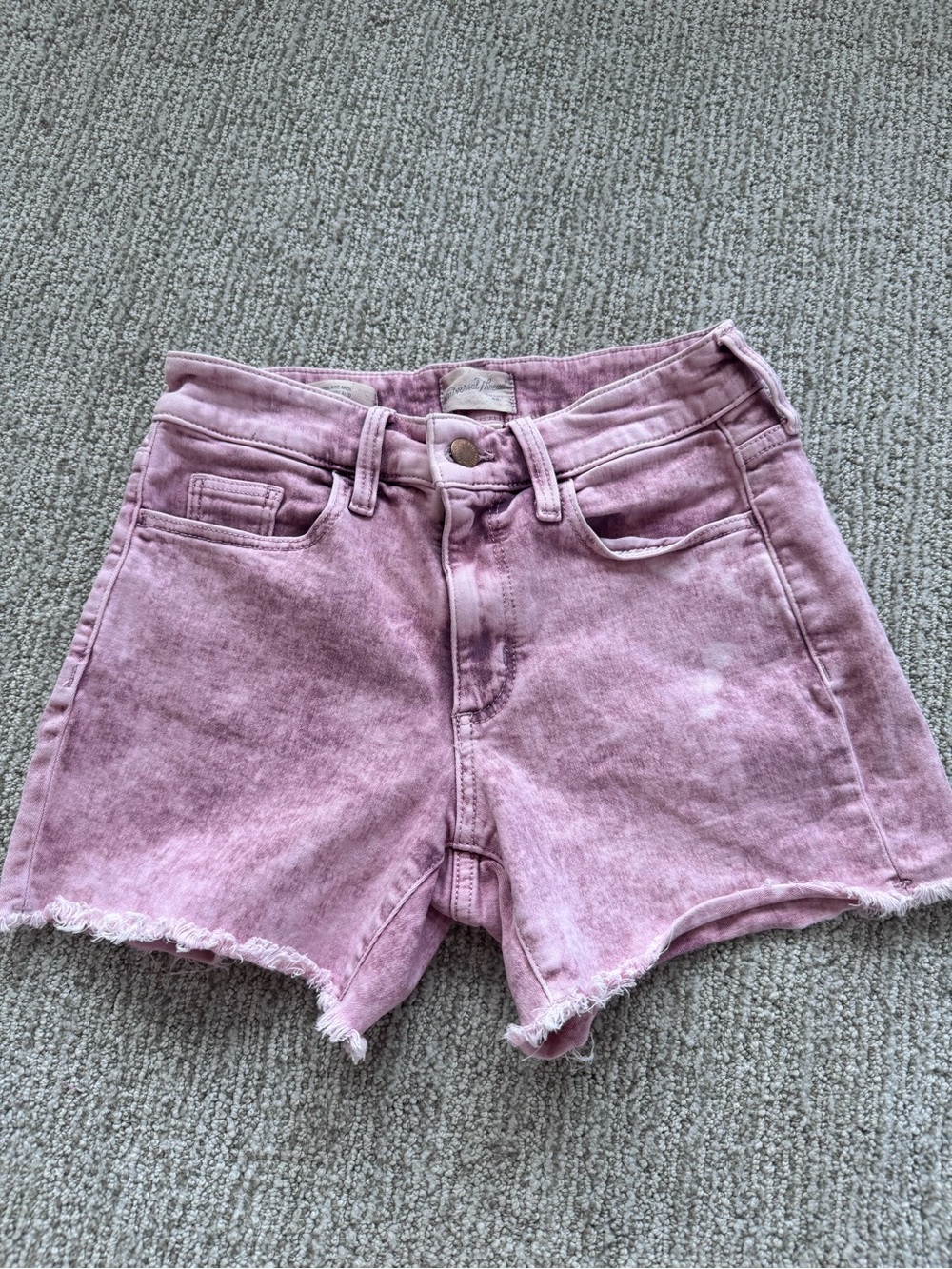 Universal Thread Mauve/Pink High-Rise Frayed Denim Shorts